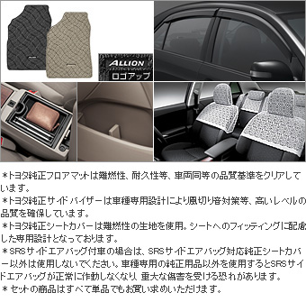 BASIC set (type 3) BASIC item (set item 1 (half seat cover))(Set item 2 (console separator set))(Floor mat (deluxe))(Side visor (BASIC))