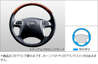 ウッド調ステアリング(茶木目)