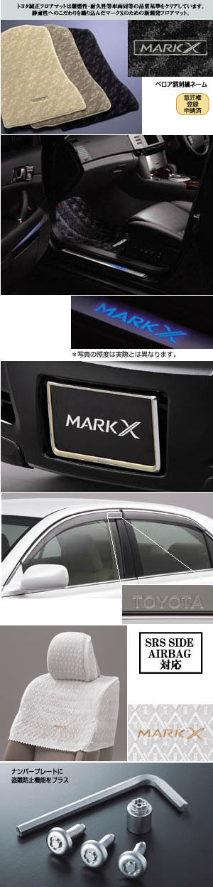 BASIC item (set item (scuff illumination))/(Floor mat (luxury))/(Half seat cover (luxury))/(Side visor (BASIC))/(Number frame front (pre- stage))/(Number frame rear (pre- stage))/(Lock volt/bolt (for license plate))