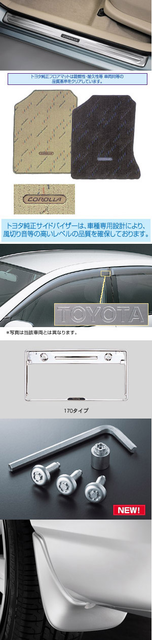 BASIC set (type D) BASIC item (set item type 2 (scuff plate) (floor mat [deluxe type]) (side visor [BASIC]) (mad guard [1 units]) (number frame [front &amp\; rear 170 types]) (lock volt/bolt [for license plate]))