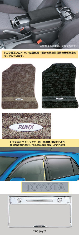 BASIC set (type 1) [set item type 1 (multiple use center console)][Floor mat (luxury)][Side visor (BASIC)][Number frame front (170 types (stainless steel))][Number frame rear (170 types (stainless steel)]
