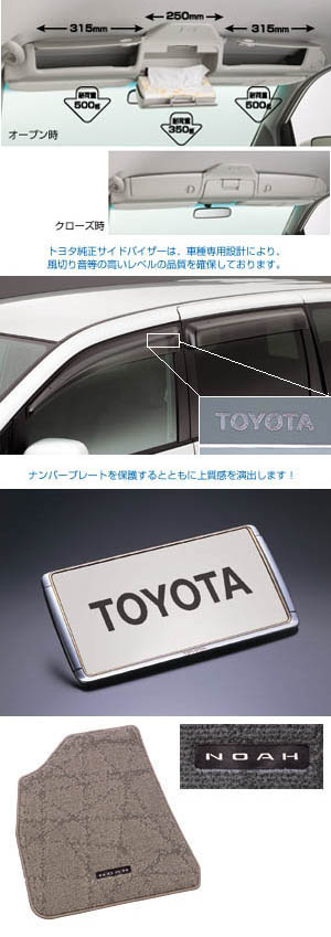 BASIC set (type 2) (3 line seat car /2 line seat cars) BASIC item (set item (overhead console))(Floor mat (deluxe type))(Side visor (RV wide))(Number frame (front &amp\; rear/pre- stage))