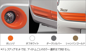 Dress upsetting (type 1 orange/off white/dark silver/champagne gold)/fog lamp garnish (orange/off white/dark silver/champagne gold)/side door mall (type 1 orange/off white/dark silver/champagne gold)/rear garnish (orange/off white/dark silver/champagne gold)