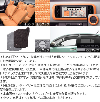 BASIC set (type 3−A orange/green/beige) BASIC set [dress rise panel (orange/green/beige)/primer/floor mat (BASIC)/dress rise seat (orange/green/beige)/side visor (RV wide)]