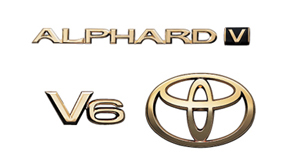 Gold emblem (the Toyota symbol [for rear]) (car name logograph [for rear]) (aerodynamic volume displacement mark [V6])