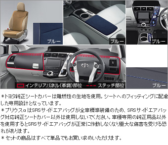 Interior set (type A) (for 2 line seat cars (blue)) Leather pitch seat cover (set item (1,2nd line business blue))/Color DOS itchy panel (blue)/center console lid (blue)/interior panel (set item (blue))(Primer)